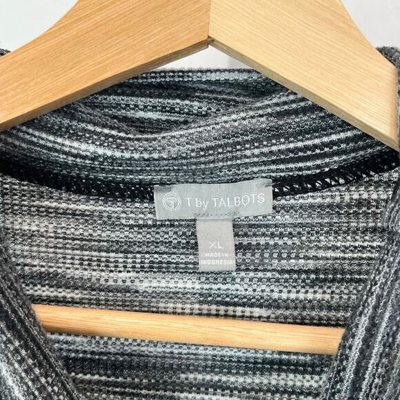 T by TALBOTS Size XL Snap Mock Turtleneck Top Thermal Pullover Spacedye Gray - Picture 3 of 11